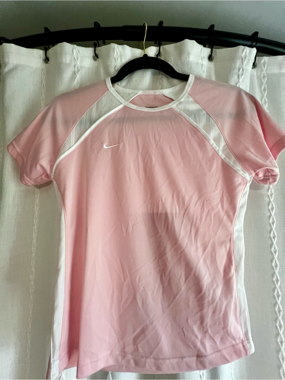 Nike Pink Short-Sleeve Performance Tee with White Trim